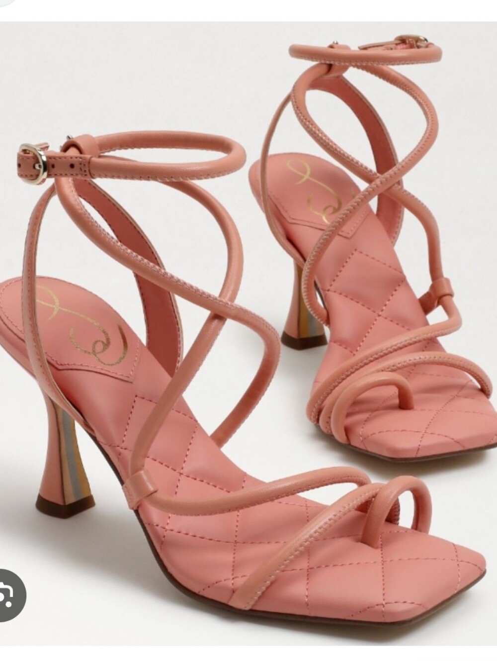 Sam Edelman Women’s Strappy Quilted Muted Pink Heeled Sandals, 10.5
